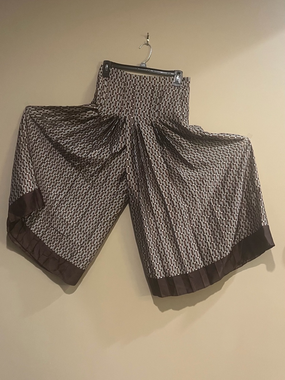 Zara Printed Wide Leg Palazzo Pants – Brown – Size S
